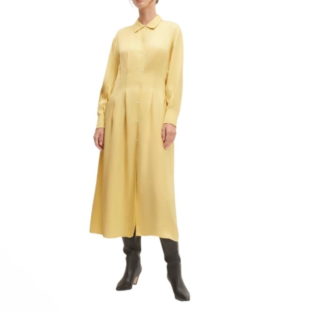 Everlane Hammered Satin
Shirt Dress in Raffia, Women Size 2